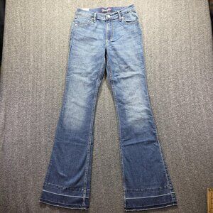 Wrangler Mae Premium Patch Jeans Womens 5/6x34 Light Blue Flare Leg Denim